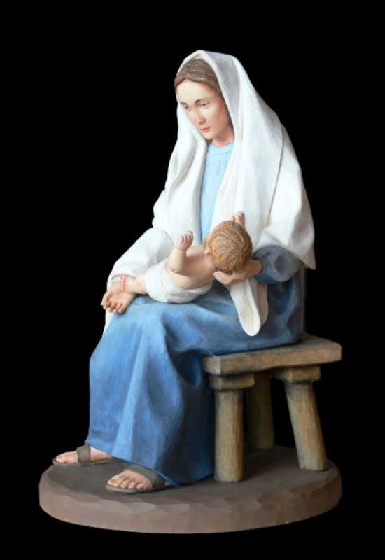 Maria z dzieciątkiem, rzeźba do szopki drewniana