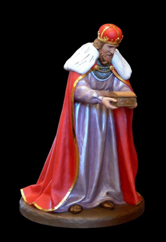 Król Melchior - drewniana rzeźba do szopki