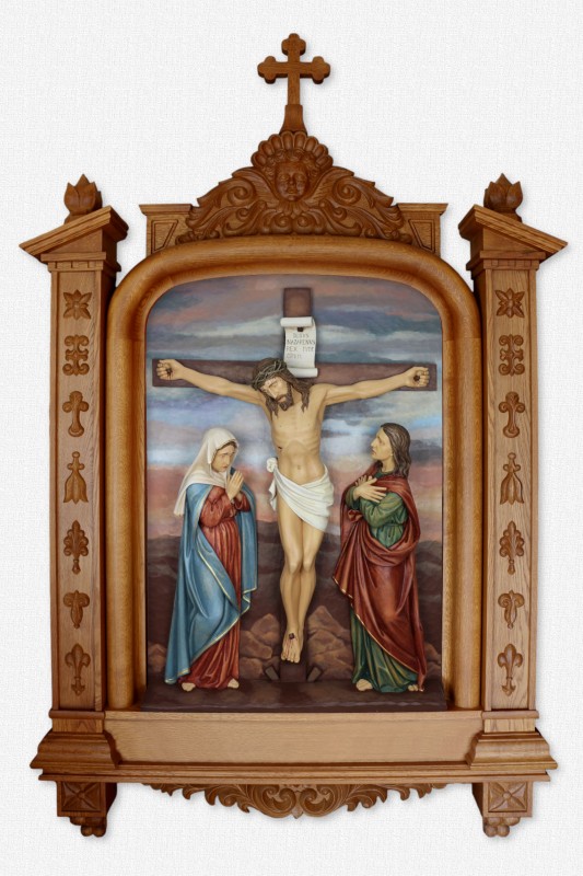 Stacja 12 - Jezus na krzyżu umiera - Figura drewniana