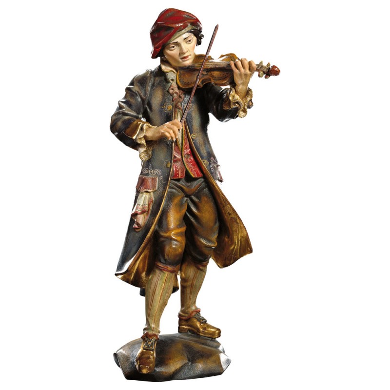 Chłopiec grający na skrzypach - figura dewniana