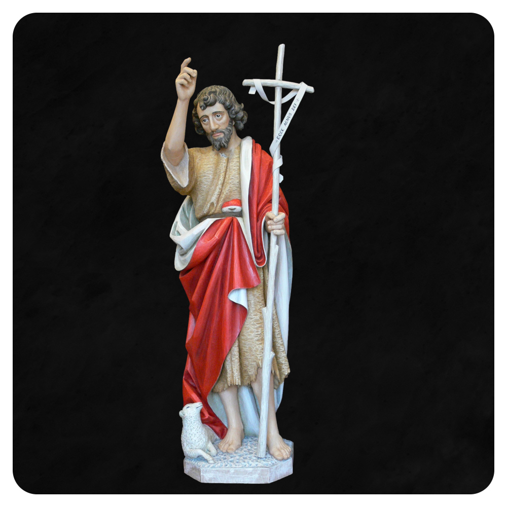 Jan Chrzciciel przedstawiony jako polichromowana rzeźba sakralna