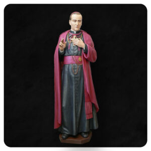 Postać Jana Neumanna wykonana w drewnie lipowym, polichromowana