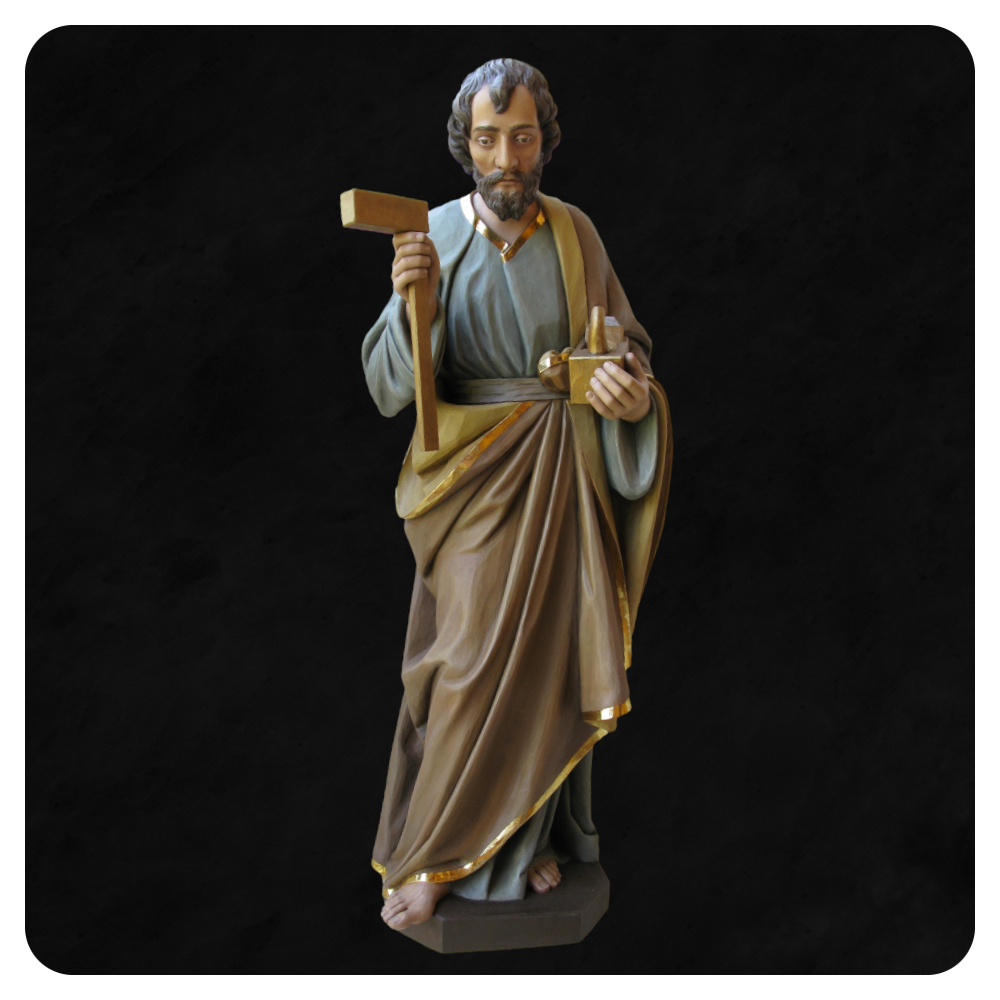 Św. Józef - rzeźba postaci ze strugiem oraz kątownikiem w ręce