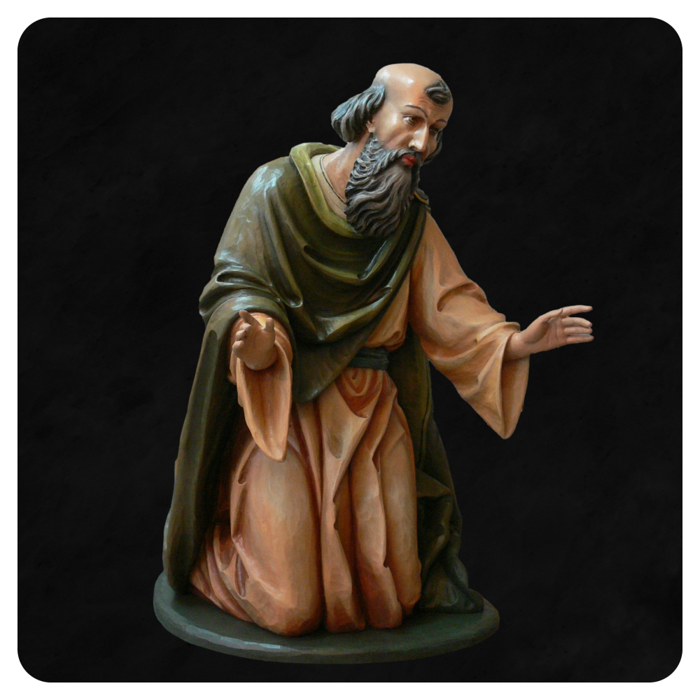 Król klęczący do szopki bożonarodzeniowej