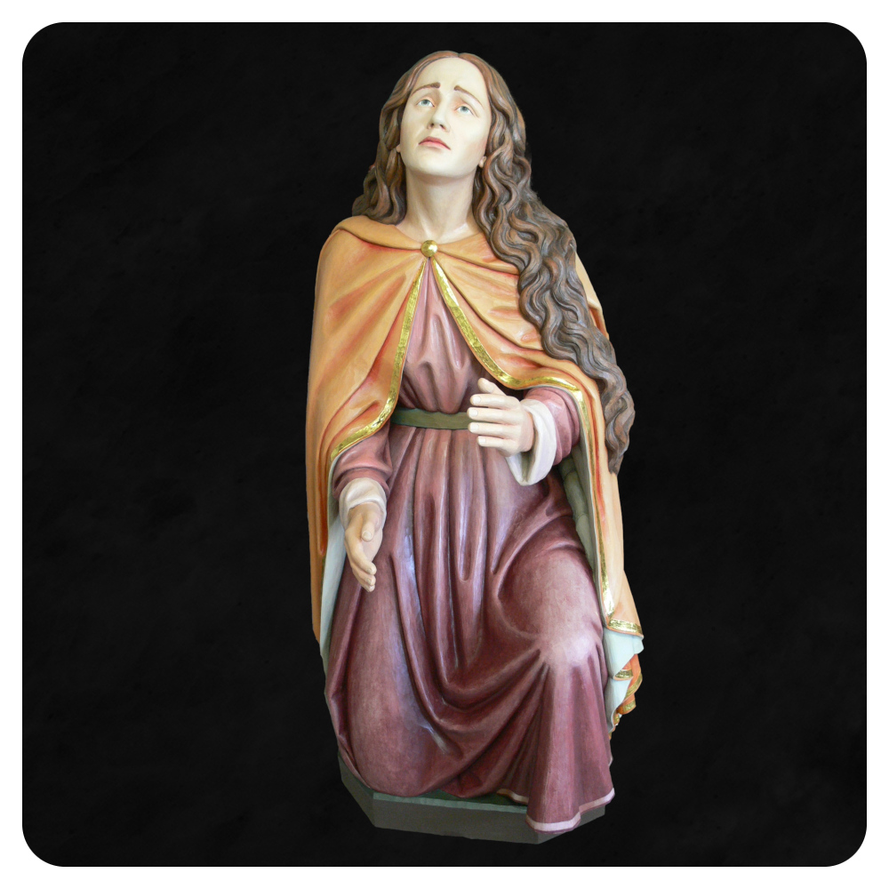 Magdalena spod Krzyża - klęcząca postać wykonana w drewnie lipowym