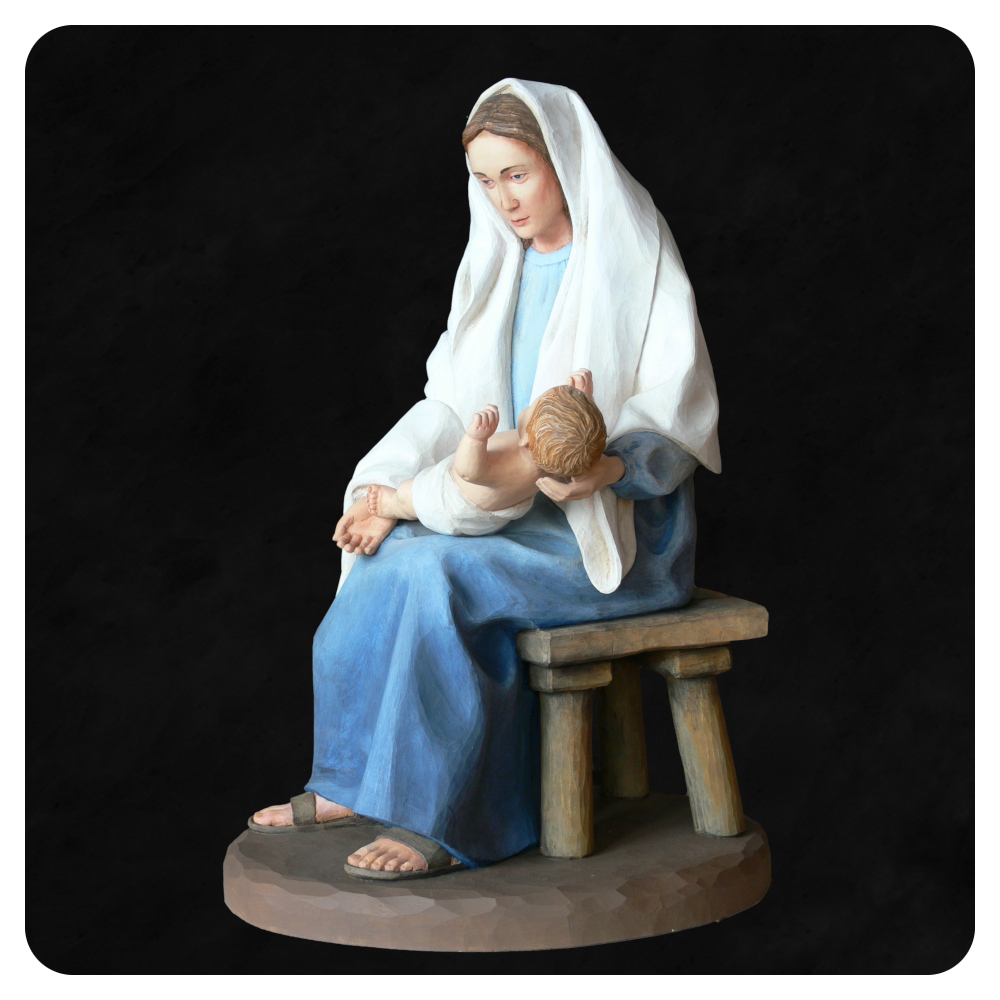 Siedząca Maryja z Dzieciątkiem na rękach