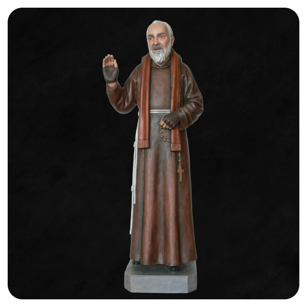 Ojciec Pio - rzeźba drewniana polichromowana