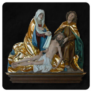 Pieta - gotycka rzeźba polichromowana z elementami złoceń