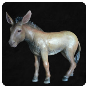 Osioł wykonany w drewnie lipowym, kolorowy