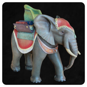 Słoń drewniany, polichromowany